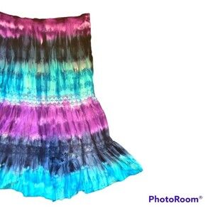 METRO WEAR STRIPED TIEDYE BOHO SKIRT - S